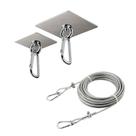 Kit 2 Gancho Anel Fixo Rotativo sem Perfuração + Cabo de Aço Inoxidável Revestido de PVC