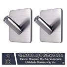 Kit 2 Ganchos Adesivo Parede Inox Pendurar Toalhas Roupas Chaves Cozinha