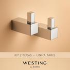 Kit 2 Ganchos de Parede Inox Cromado Design Moderno e Anticorrosão Linha Paris WESTING by BSMIX