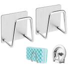 Kit 2 Ganchos Suporte Com Adesivo Parede Pia Aço Inox Apoio De Bucha