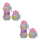 kit 2 Garrafa de agua Retrátil de Silicone dobravel futebol novidade para menino e menina 500ml
