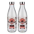 Kit 2 Garrafa De Vidro 950ml Tampa Aço Inox Leite Água Suco Euro Kit 2 Garrafa De Vidro 950ml Tampa Aço Inox Leite Água Suco Euro