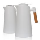 Kit 2 Garrafa Térmica Jarra Cabo Madeira Display Led Branca