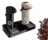 Kit 2 Garrafa Térmica Verona 1,0L Preta e Bege+ 1 Bandeja Organizadora Servire 2