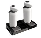 Kit 2 Garrafa Térmica Verona 1,8 L Branca + 1 Bandeja Organizadora Servire 2 Preto