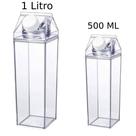 Kit 2 Garrafas Acrílico Transparente 1litro/500ml Leite/Água Top Rio