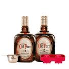 Kit 2 garrafas de old parr 12 anos 1l + forma de gelo e dosador