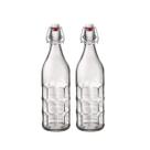 Kit 2 Garrafas De Vidro Com Tampa Hermética Moresca 1l Bormioli Rocco