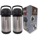 Kit 2 Garrafas Térmica de Inox 2,5 Litros Madri Ampola de Inox Base Giratória Com Alavanca Unitermi
