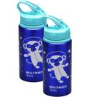 Kit 2 Garrafinha Azul Refresh Alumínio 500ml Canudo Multikid Kit 2 Garrafinha Azul Refresh Alumínio 500ml Canudo Multikid