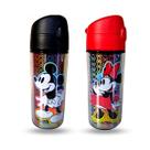 Kit 2 Garrafinha de Água 250ml Mickey Minnie Canudo de Silicone