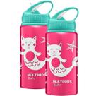 Kit 2 Garrafinha Rosa Refresh Alumínio 500ml Canudo Multikid Kit 2 Garrafinha Rosa Refresh Alumínio 500ml Canudo Multikid