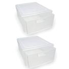 Kit 2 Gaveteiros Empilhável Modular Rattan Transparente