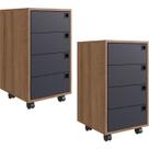 Kit 2 Gaveteiros Para Escritorio 4 Gavetas OF001 Grafite Mel PP Milani Store