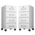 Kit 2 Gaveteiros Para Escritório Com Chave E Rodízios 4 Gavetas Gávea Branco Kit 2 Gaveteiros Para Escritório Com Chave E Rodízios 4 Gavetas Gávea Branco