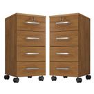 Kit 2 Gaveteiros Para Escritório Com Chave E Rodízios 4 Gavetas Gávea Freijó Kit 2 Gaveteiros Para Escritório Com Chave E Rodízios 4 Gavetas Gávea Freijó