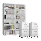 Kit 2 Gaveteiros para Escritório Gávea com Chave e 2 Livreiros Office Branco Fosco Móveis Leão Kit 2 Gaveteiros para Escritório Gávea com Chave e 2 Livreiros Office Branco Fosco Móveis Leão