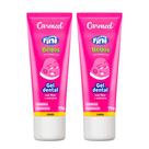 Kit 2 Gel Dental Carmed Fini Beijos Sabor Morango e Nata com Flúor e Anticárie 70g