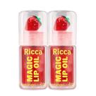 Kit 2 Gloss Magic Lip Oil Morango Ricca Brilho Labial Líquido Hidratante 4ml