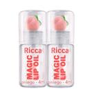 Kit 2 Gloss Magic Lip Oil Pêssego Ricca Brilho Labial Líquido Hidratante 4ml