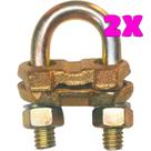 Kit 2 Grampo Conector Gtdu Terra Aterramento Duplo Tipo U para Haste de 1/2 até 5/8