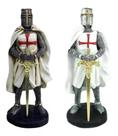 Kit 2 Guerreiro Medieval Cavaleiro Templário Em Resina Estatueta