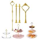 Kit 2 Hastes Suporte Prato Bailarina Bolo Cupcake Dourado