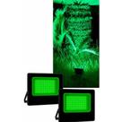 Kit 2 Holofotes LED Verde 50W 127/220V Jardim Casa