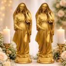 Kit 2 Imagem Nossa Senhora Gravida 21cm Perolado Dourado Fé e Amor Materno