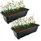 Kit 2 Jardineira Vaso Retangular 39cm Planta Flor Plástica Jardim Preto - 751 AMZ