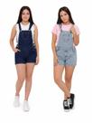 Kit 2 Jardineiras short macaquinho Jeans premium Feminina Juvenil Super Estilo e Conforto para meninas tendencia verão do 10 ao 16 Kit 2 Jardineiras short macaquinho Jeans premium Feminina Juvenil Super Estilo e Conforto para meninas tendencia verão do 10 ao 16