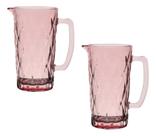 Kit 2 Jarra De Vidro Diamond Rosa 1l Mesa Posta Suco Água