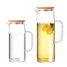 Kit 2 Jarra De Vidro Hermético Borossilicato Com Tampa Bambu Agua Suco