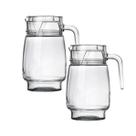 Kit 2 Jarra Vidro Transparente Com Tampa Agua Suco Bico 1,3l