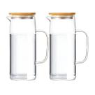 Kit 2 Jarras De Vidro Borossilicato Luiza Tampa Bambu 1,2L
