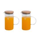 Kit 2 jarras de vidro com tampa de bambu 750ml - Oikos