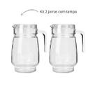 Kit 2 jarras de vidro para suco agua com tampa 1,8 litros