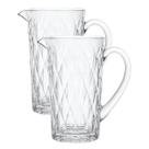 Kit 2 Jarras Vidro Diamante Transparente 1 Litro Agua Suco Drink