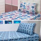 Kit 2 Jogos Cama Menina Stitch C/ Elástico Solteiro 4 Peças