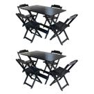 Kit 2 Jogos de Mesa com 4 Cadeiras de Madeira Dobravel 120x70 para Bar e Restaurante - Preto