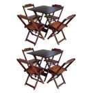Kit 2 Jogos de Mesa com 4 Cadeiras de Madeira Dobravel 60x60 Ideal para Bar e Restaurante - Imbuia Kit 2 Jogos de Mesa com 4 Cadeiras de Madeira Dobravel 60x60 Ideal para Bar e Restaurante - Imbuia