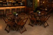 Kit 2 Jogos de Mesa com 4 Cadeiras de Madeira Dobravel 60x60 Ideal para Bar e Restaurante - Imbuia