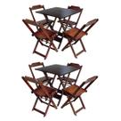 Kit 2 Jogos de Mesa com 4 Cadeiras de Madeira Dobravel 60x60 Ideal para Bar e Restaurante - Imbuia Kit 2 Jogos de Mesa com 4 Cadeiras de Madeira Dobravel 60x60 Ideal para Bar e Restaurante - Imbuia