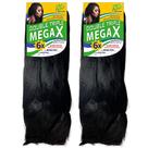 Kit 2 Kanekalon Jumbo Para Tranças Box Braid MEGAX 400g Fibra Especial Preto 01