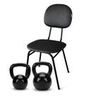 Kit 2 kettlebells 8kg cadeira de exercícios fitness para musculação, treino funcional, condicionamento físico e uso em casa completo Kit 2 kettlebells 8kg cadeira de exercícios fitness para musculação, treino funcional, condicionamento físico e uso em casa completo