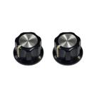 Kit 2 Knob Preto Estriado ABS Topo Aluminio Escovado