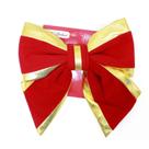 Kit 2 Laços Enfeite De Natal 23cm Vermelho Dourado Camurça Decoração Natalina