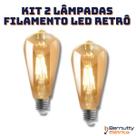Kit 2 Lâmpada Filamento Led Retrô Decoração Vintage 4w Quente St64 Soquete Bocal E27 Kit 2 Lâmpada Filamento Led Retrô Decoração Vintage 4w Quente St64 Soquete Bocal E27
