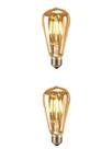 KIT 2 Lâmpada Filamento Led ST64 Decorativa Retrô Vintage Âmbar bivolt