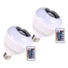 Kit 2 Lampadas Caixa De Som Bluetooth Led Controle Colorido